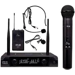 MICROFONE DYLAN S/FIO 1 BASTÃO E 1 HEADSET UHF UDX05 30 CANAIS