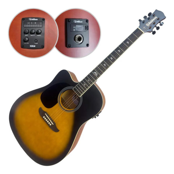 VIOLÃO WALDMAN CANHOTO ELÉTRICO ACÚSTICO AÇO FOLK CUTWAY TDCE141 L 2TS