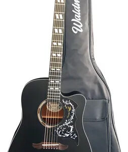VIOLÃO WALDMAN ELÉTRICO ACÚSTICO AÇO FOLK CUTWAY TDCEX641 BK COM BAG