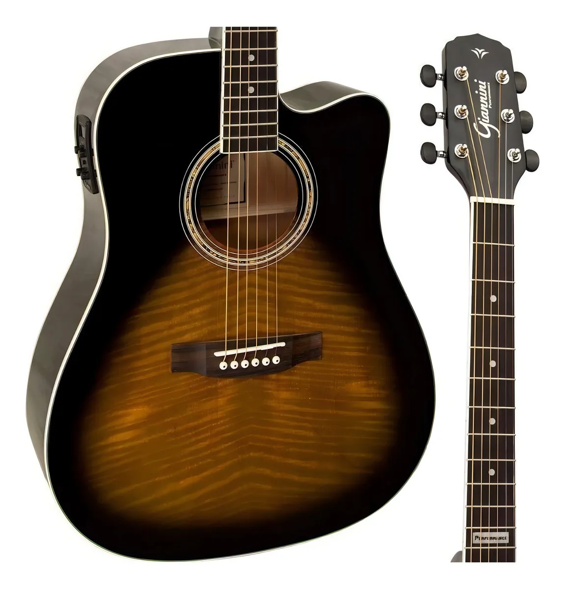 VIOLÃO GIANNINI AÇO ELÉTRICO FOLK GF1D CEQ TS