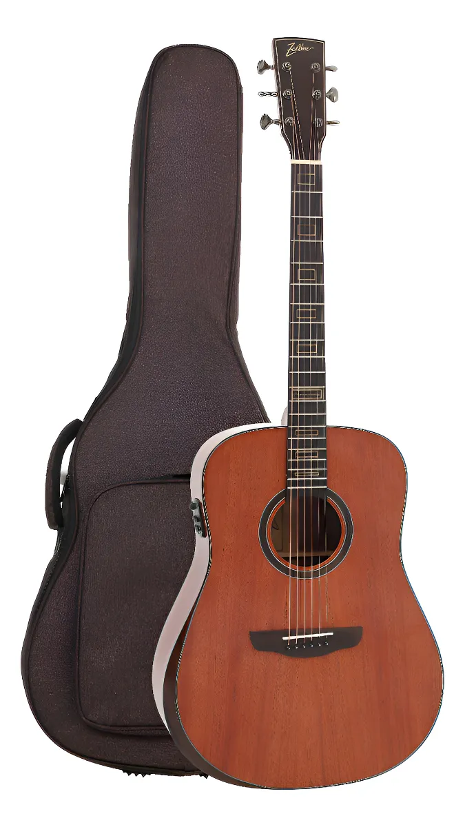 VIOLÃO ZELLMER SOLIDO PROVENANCE CUTWAY FOLK MAHOGANY FOSCO C/BAG