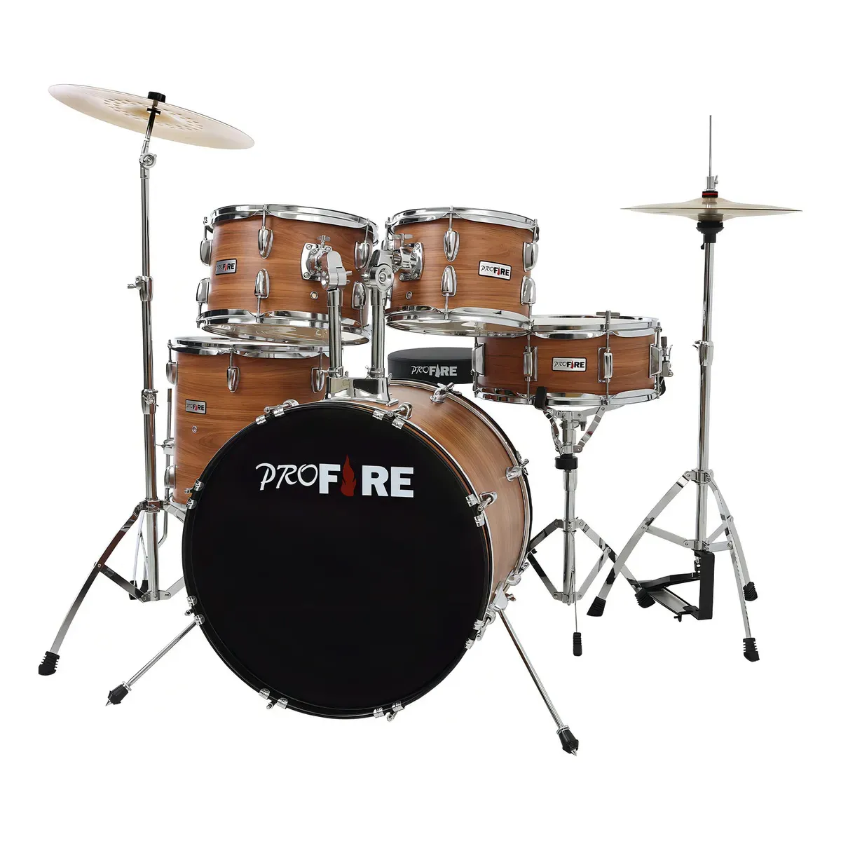 BATERIA PRO FIRE ACÚSTICA BUMBO 20'' CARVALHO HANOVER FERRAGENS CROMADAS