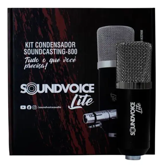 MICROFONE SOUNDVOICE CONDENSADOR SOUNDCASTING 800
