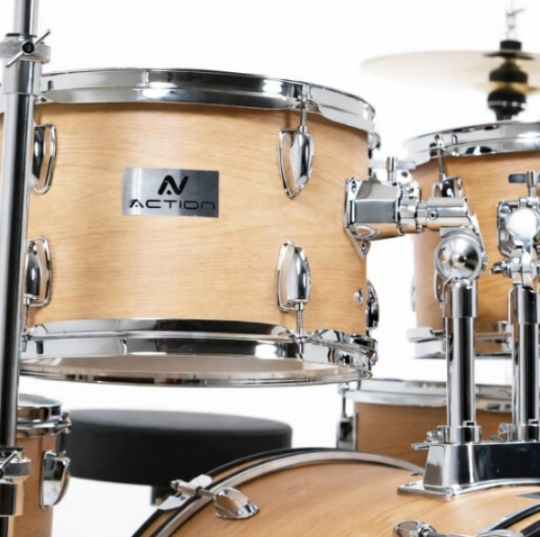 BATERIA TURBO ACTION 22 CROMADA MADEIRA CLARA