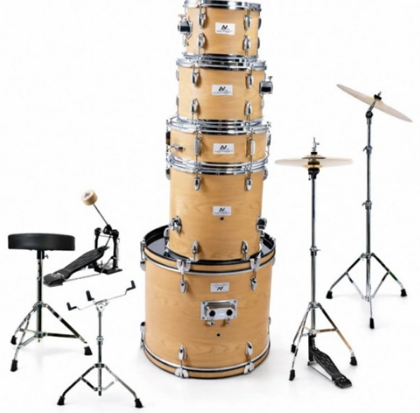 BATERIA TURBO ACTION 22 CROMADA MADEIRA CLARA