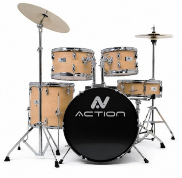 BATERIA TURBO ACTION 22 CROMADA MADEIRA CLARA