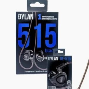 FONE DE OUVIDO DYLAN COM 2 DRIVES DINAMICOS STEREO POR LADO COM CABO REMOVÍVEL DE 515 BK